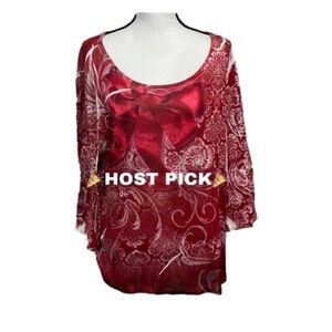 ⭐️🎉HP ⭐️🎉 NWOT, STYLE & CO, Red Loose Fit Tunic, 100% Polyester, Plus Size 2X